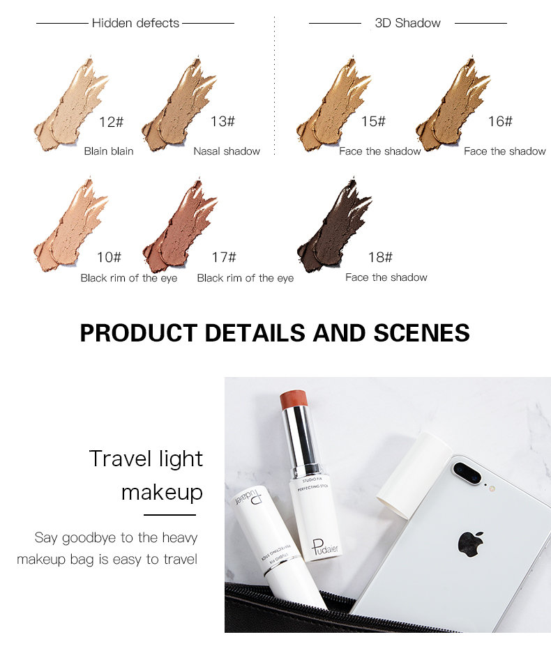 18 Colors Foundation Makeup Matte Full Coverage Concealer Stick Private Label Custom Logo OEM (10)